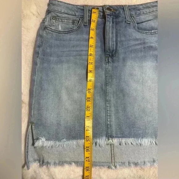Joes Jeans Womens Hi Low Raw Hem Denim Mini Skirt Size 26 Collectors Edition - Picture 7 of 12